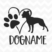Staffordshire Personalised Heart Dog Paw custom name vinyl sticker wall car Staffie