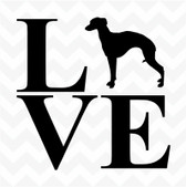 Whippet Love vinyl sticker decal dog pet for home wall car kennel
