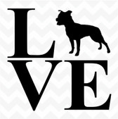 Staffordshire Terrier Staffie Love vinyl sticker decal dog pet wall car kennel