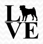 Pug Love vinyl sticker decal dog pet for home wall window car kennel