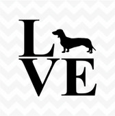 Dachshund Love vinyl sticker decal dog pet suit home wall window car kennel