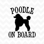 POODLE ON BOARD dog vinyl sticker for car vehicle window bumper