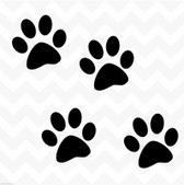 Dog paw prints vinyl stickers decals set of 4 suit wall car kennel
