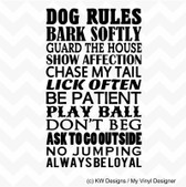 DOG RULES vinyl wall art sticker saying words subway home decor pets removable