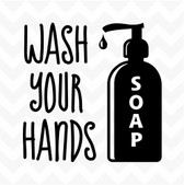 Wash your hands vinyl sticker words soap hygiene health bathroom kitchen home