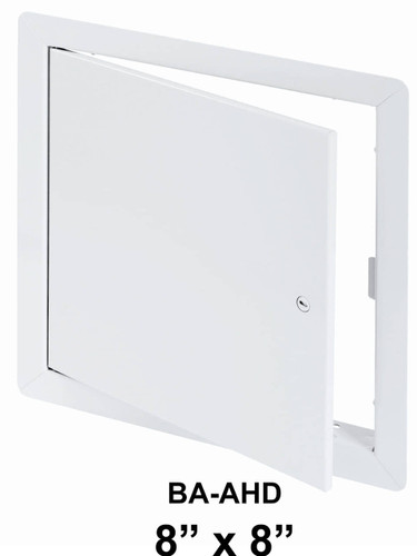 BA-AHD, 8" x 8" General Purpose Access Door with Drywall Flange, Front View, Door Open