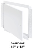 12" x 12" - Drywall Access Door BA-AHD-GYP, 12" x 12" General Purpose Access Door with Drywall Flange, Front View, Door Open