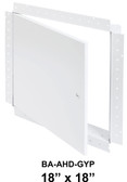 18" x 18" - Drywall Access Door BA-AHD-GYP, 18" x 18" General Purpose Access Door with Drywall Flange, Front View, Door Open