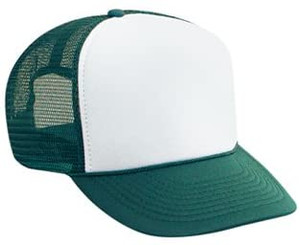 BLANK TRUCKER HAT, WHITE FRONT Dark Green  BACK, TRUCKER HAT, MESH HAT, SNAP BACK HAT