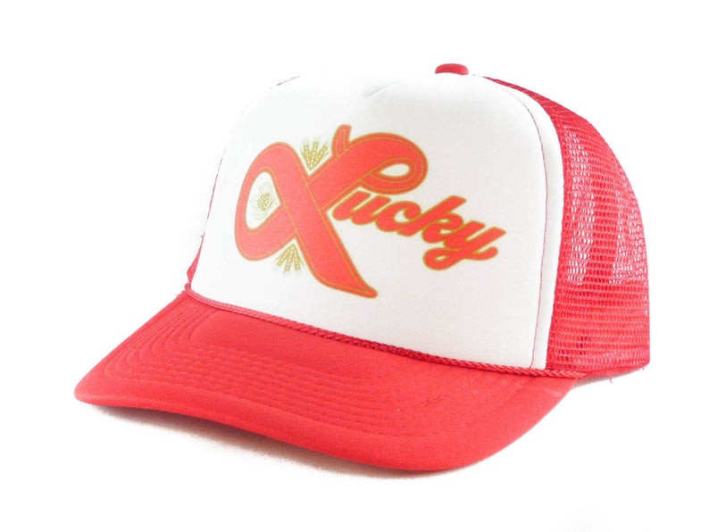 Lucky Lager Beer Trucker Hat, Lucky Lager Beer Hat, Lucky Lager Beer