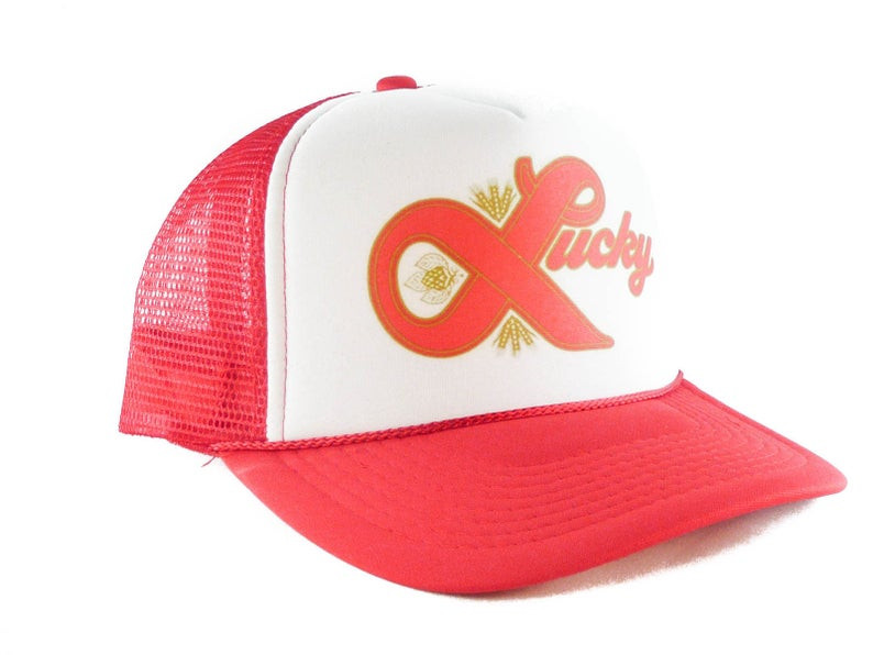 Lucky Lager Beer Hat Trucker hat snap back style cap