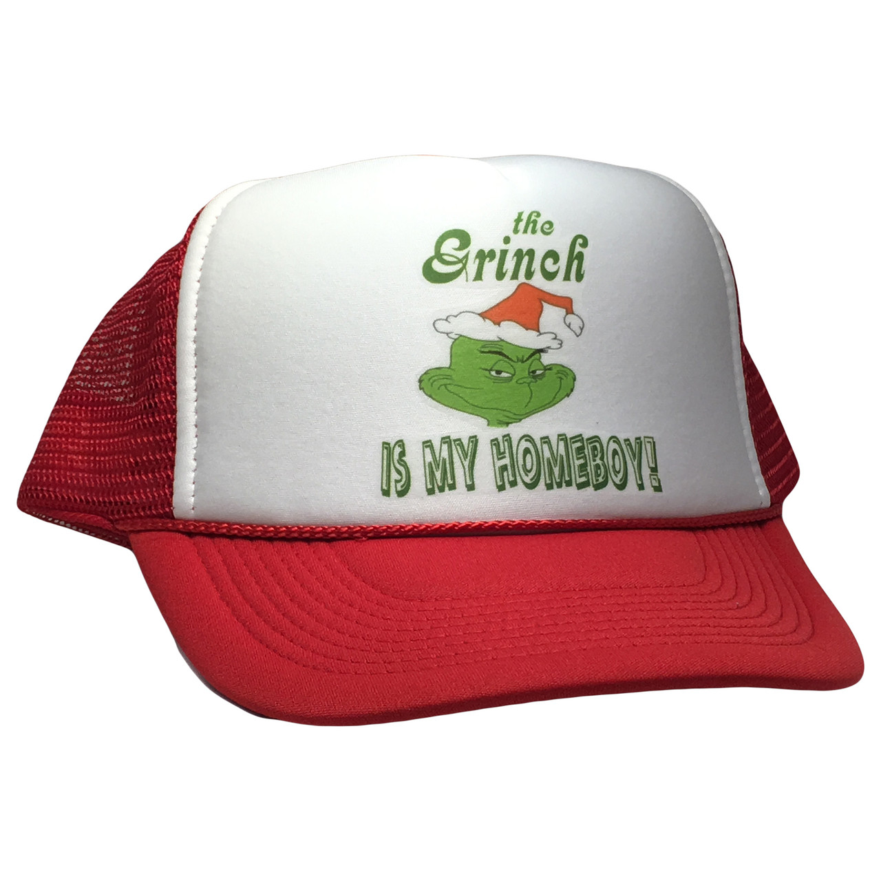 The Grinch Is My Homeboy Trucker Hat, The Grinch Is My Homeboy Hat, The  Grinch Is My Homeboy, Adjustable Cap, Mesh Hat, Snap Back Hat, Trucker Hat