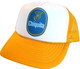 As shown in photo then color of the hat . ex. Yellow/white front