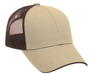 Deluxe low profile tan front brown back Trucker Hat Mesh Hat Snapback Hat