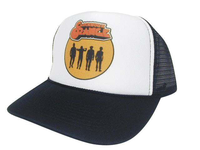 orange and white trucker hat