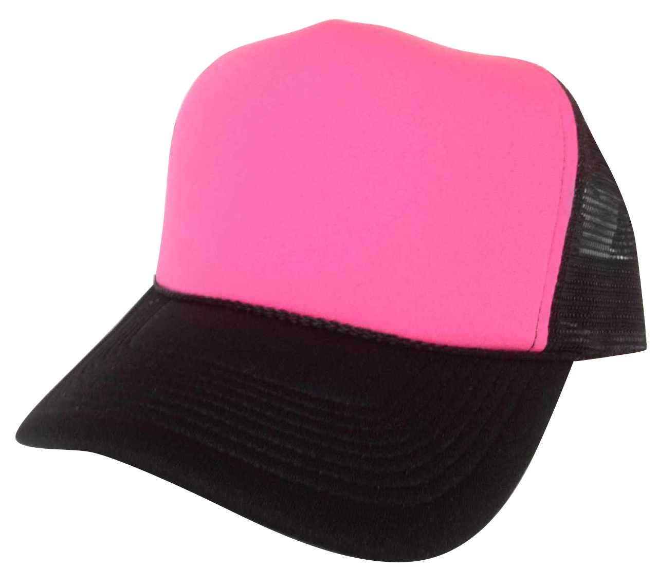 Neon Pink Front Black Mesh Hat, Trucker Hat, Plain Hat, Blank Hat