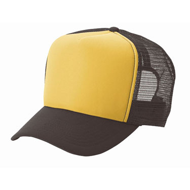 Gold Front Brown Mesh Hat, Plain Hat 