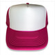 Hot Pink Trucker Hat White Front, Hot Pink Snapback White Front, Hot Pink Mesh Hat Front