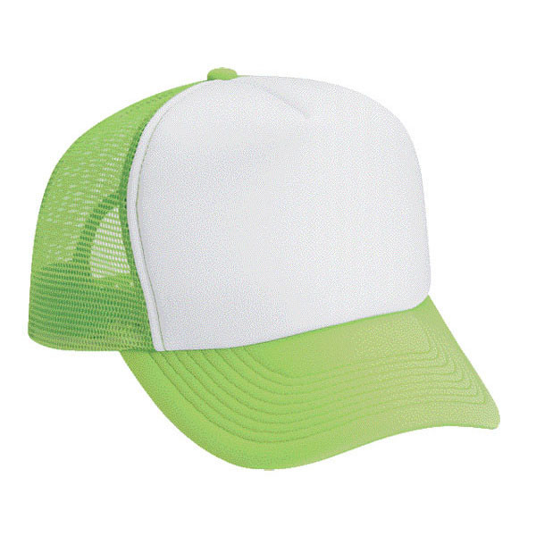 Blank Cap White Front Neon Green Back Trucker Hat Trucker Hats