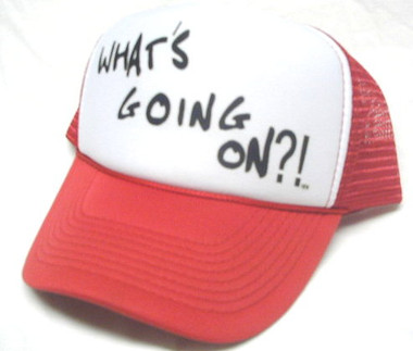 What's Going On? Trucker Hat, Trucker Hats, Mesh Hat, Snap Back Hat, Funny Hat, HEY! Hat