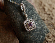 #8000 Purple Sapphire w/ Diamonds Pave Set Pendant