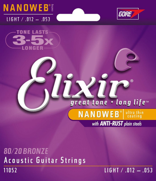 Elixir 11052 Light Acoustic Strings with NANOWEB Coating .012-.053