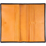 launer full size- acket pocket wallet 659 bridle leather - black tan open