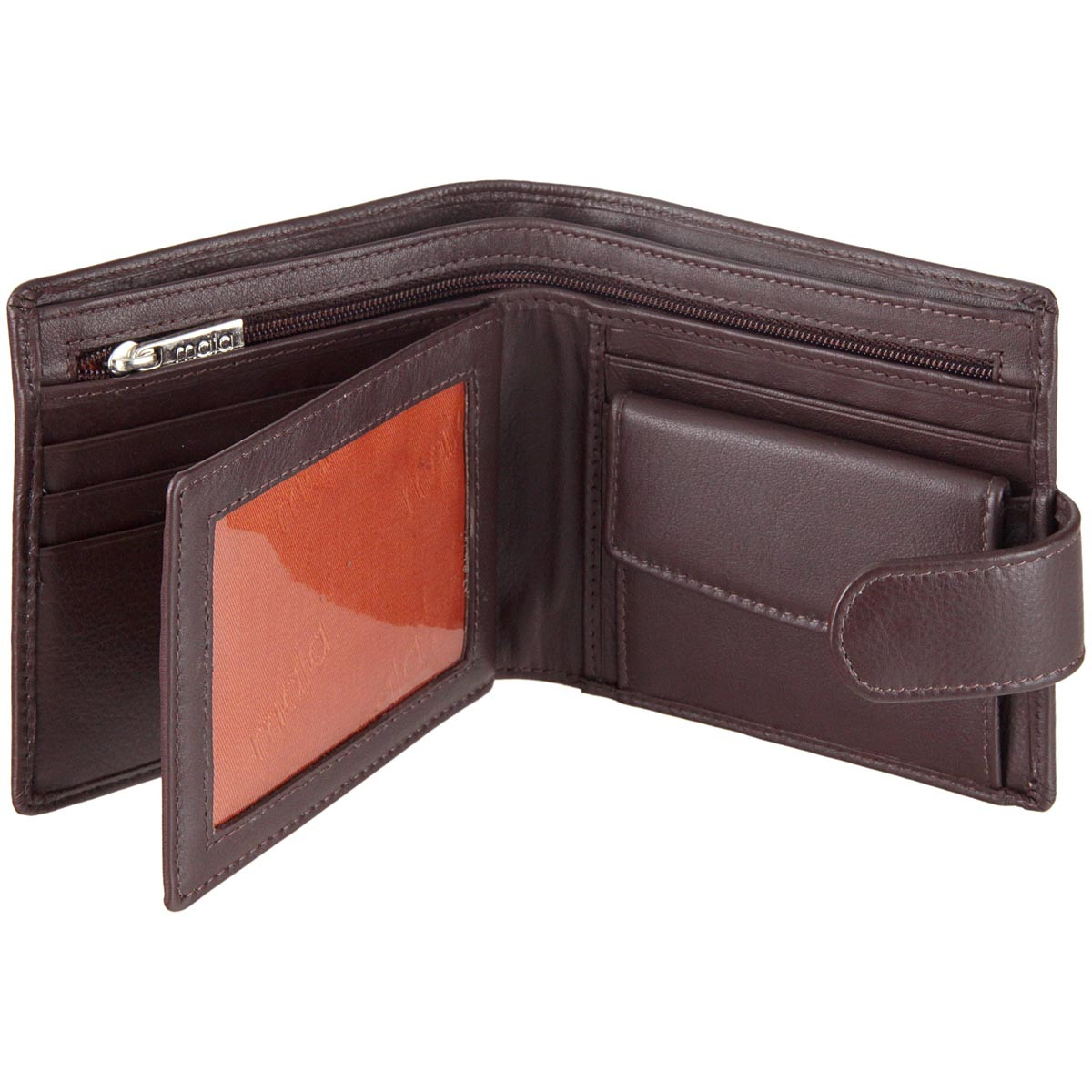 Leather Wallet with RFID Blocking: Mala 127 Brown