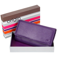 Mala Leather Origin Purse with RFID Shielding: 3272 Purple Box