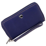 Zip Around Purse RFID Protection Mala Leather Tabitha 3276 Navy: Front