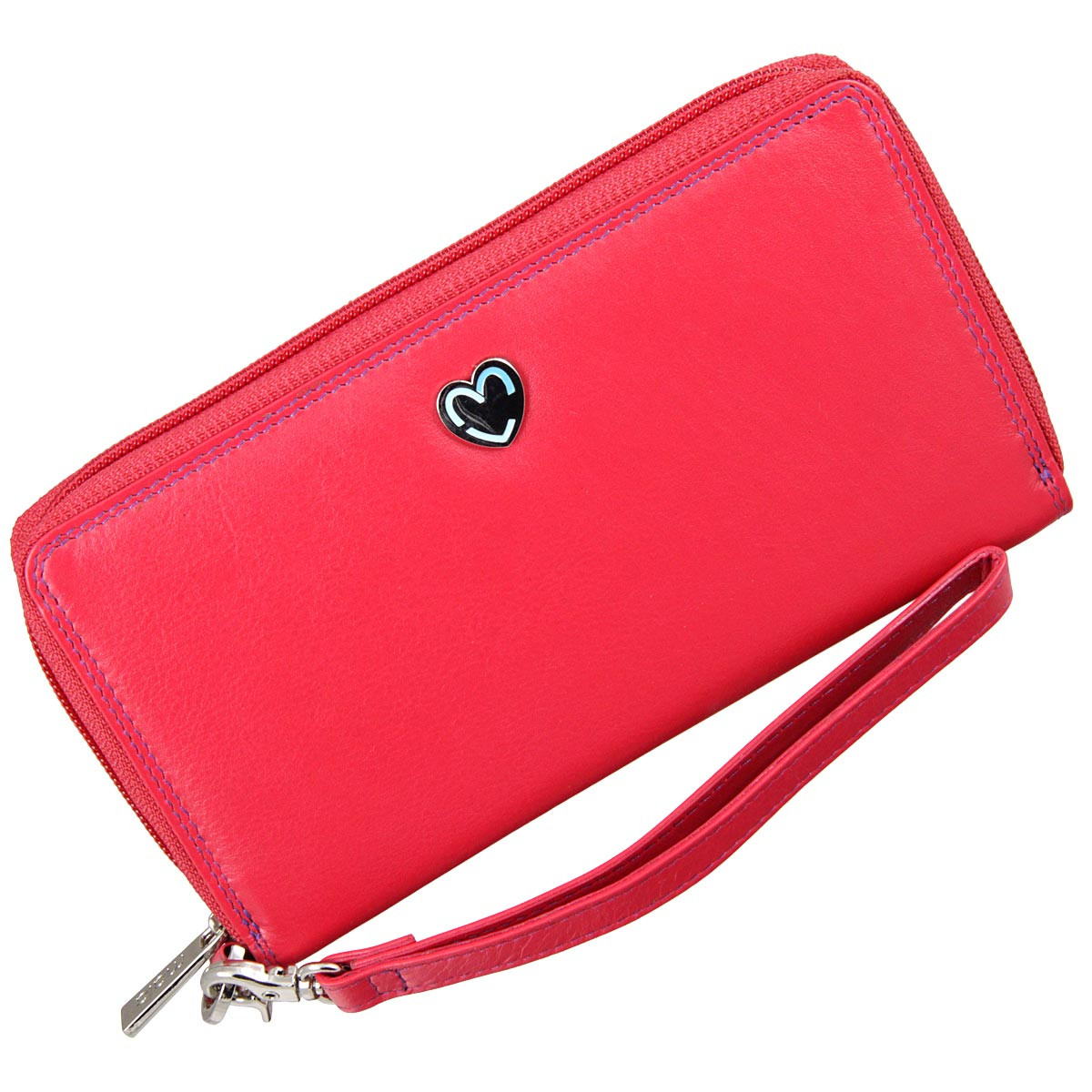 pink zip around purse