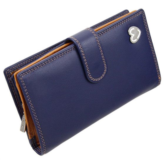 Zip and Tab Large Purse with RFID Protection  by Mala: Tabitha 3178 Navy: Angle