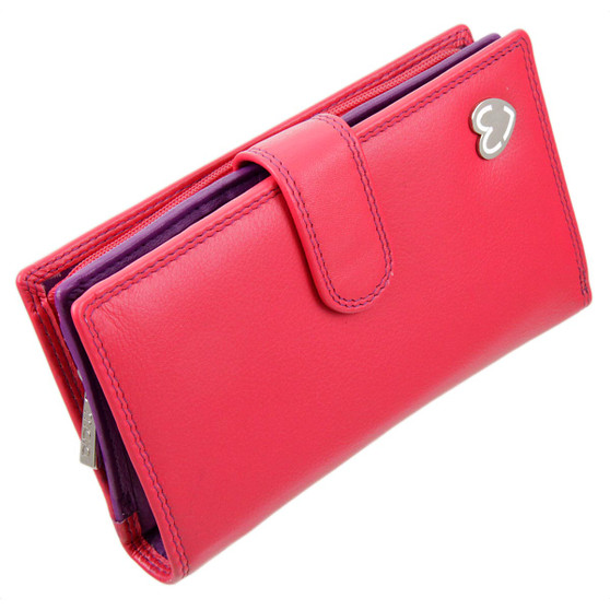 Zip and Tab Large Purse with RFID Protection  by Mala: Tabitha 3178 Pink: Angle