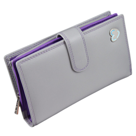 Zip and Tab Large Purse with RFID Protection  by Mala: Tabitha 3178 Grey: Angle