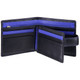 Leather Wallet with ID/Pass Window Mala Axis-146 Black/Blue : Open 3