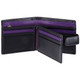 Leather Wallet with ID/Pass Window Mala Axis-146 Black/Purple : Open 3