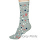 Thought Women's Bamboo Socks SPW671 Lucille: Grey Marle - one sock shown on model's foot
