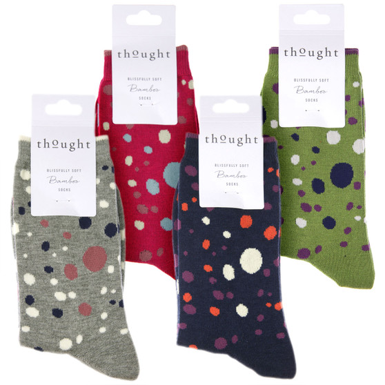 Thought Women's Bamboo Socks SPW671 Lucille: 4 folded pairs showing colours
