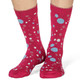 Thought Women's Bamboo Socks SPW671 Lucille: Magenta Pink - two socks shown on model's feet
