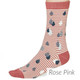 Thought Women's Bamboo Socks SPW673 Juliette Raindrops: Rose Pink - one sock shown on model's foot
