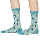 Thought Women's Bamboo Socks SPW673 Juliette Raindrops: River Blue - two socks shown on model's feet
