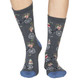 Thought Women's Bamboo Socks SPW711 Helen Bike : Dark Grey - two socks shown on model's feet.