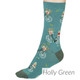 Thought Women's Bamboo Socks SPW711 Helen Bike : Holly Green - one sock shown on model's foot