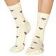 Thought Women's Bamboo Socks SPW694 Cretia Heart: Cream. 1  pair on model's feet