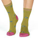 Thought Women's Bamboo Socks SPW692 Lula Cat: Herb Green. 1  pair on model's feet