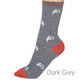 Thought Women's Bamboo Socks SPW692 Lula Cat: Dark Grey. 1 sock on model's foot.