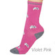 Thought Women's Bamboo Socks SPW692 Lula Cat: Violet Pink. 1 sock  on model's foot