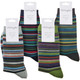 Thought Bamboo Socks for Men. SPM682 'Abram Multi Stripe' : 4 folded pairs showing colour options
