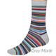 Thought Bamboo Socks for Men. SPM682 'Abram Multi Stripe' : Grey Marle - one sock shown on a model's foot