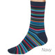 Thought Bamboo Socks for Men. SPM682 'Abram Multi Stripe' : Navy - one sock shown on a model's foot